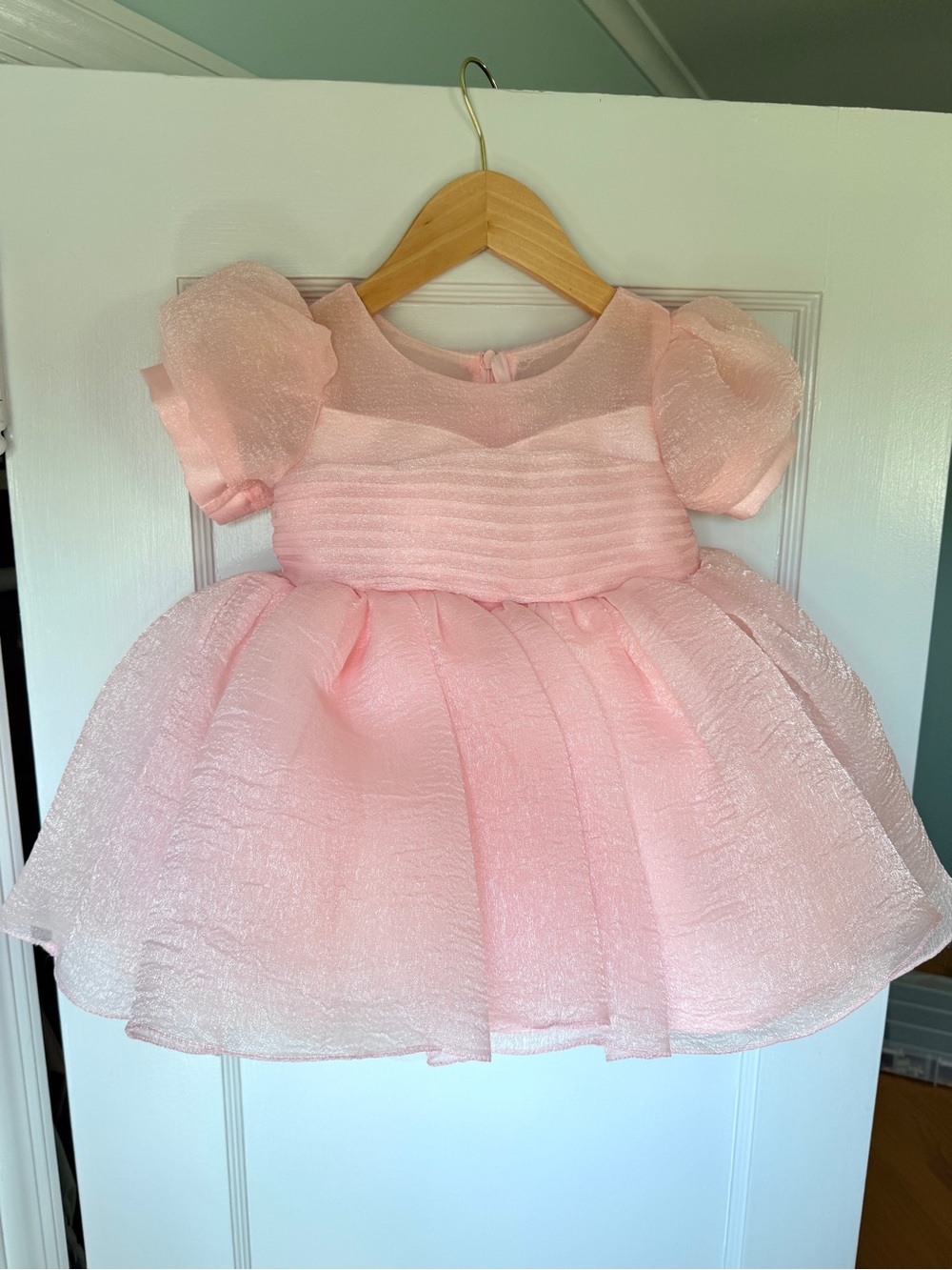 Tulleen Toddler Puff-Sleeve Party Dress in Pink - 12 Months